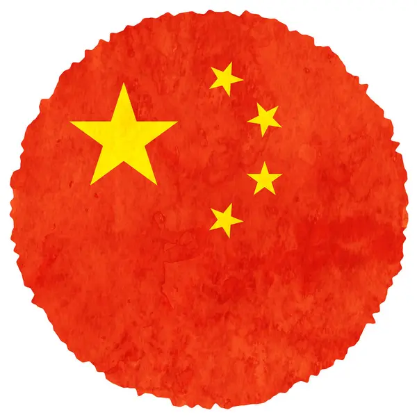 Σημαία Της Κίνας Ικονικός Κύκλος Υδατογραφίας — Διανυσματικό Αρχείο
