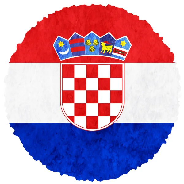 Kroatie Vlag Aquarel Cirkel Pictogram — Stockvector