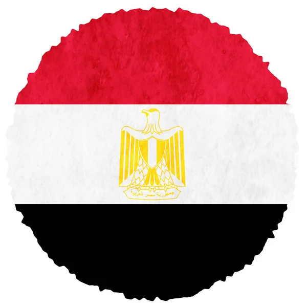 Bandeira Egito Ícone Círculo Aquarela — Vetor de Stock