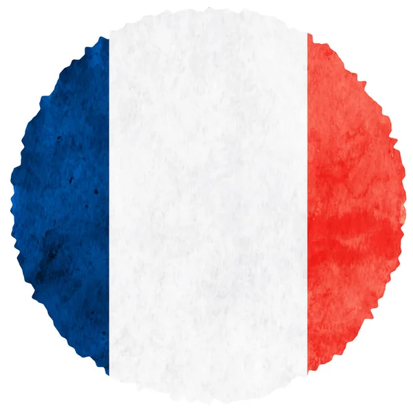 Frankreich Flagge Aquarell Kreis Symbol — Stockvektor