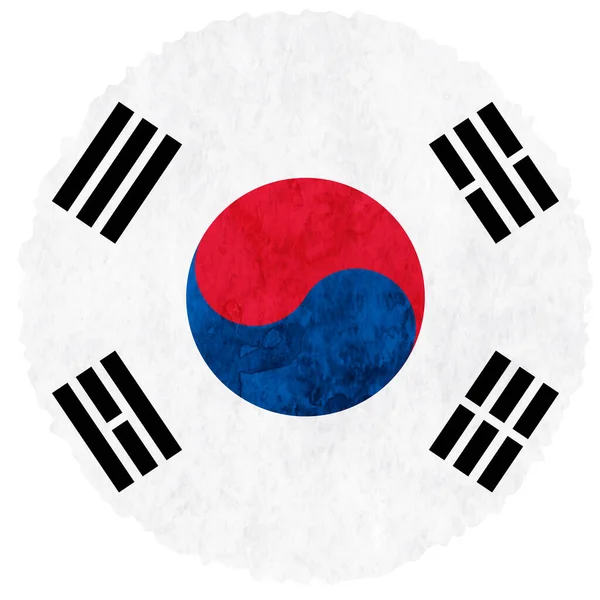Corea Bandiera Acquerello Cerchio Icona — Vettoriale Stock