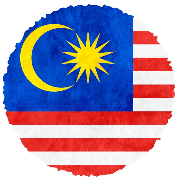 Malaysia Flagge Aquarell Kreis Symbol — Stockvektor