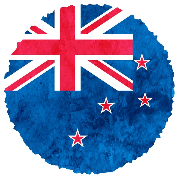 Yeni Zelanda Bayrağı Suluboya Daire Simgesi — Stok Vektör