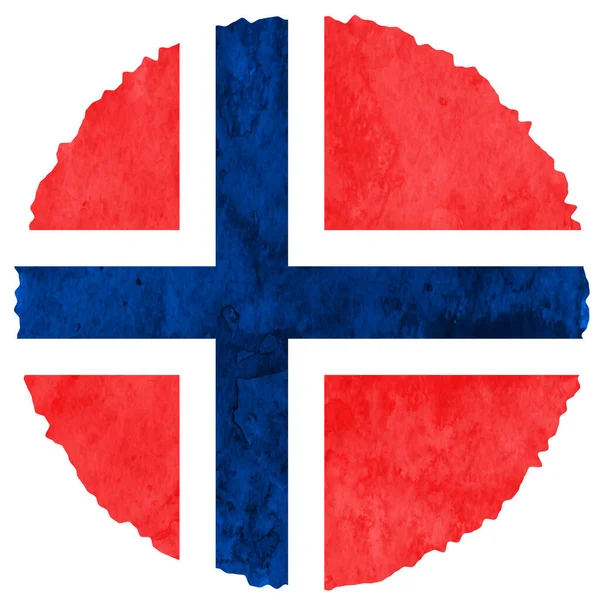 Norwegia Flaga Akwarela Okrąg Ikona — Wektor stockowy