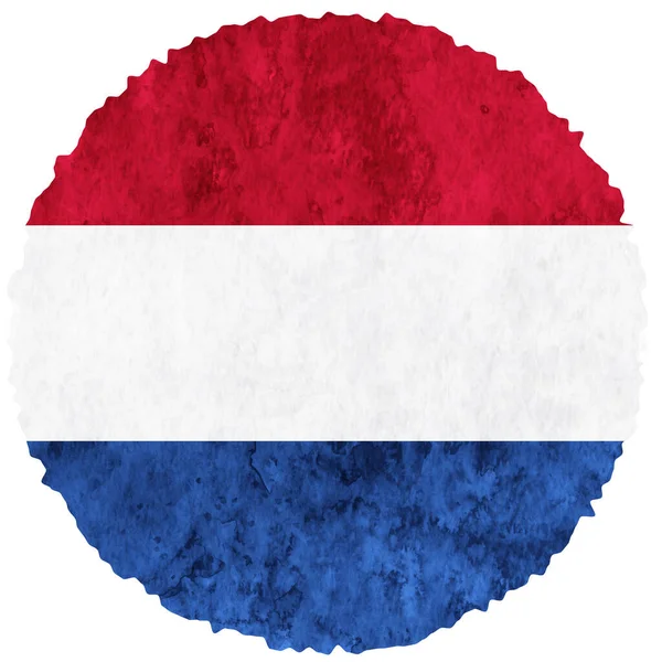 Flaga Holandii Akwarela Koło Ikona — Wektor stockowy