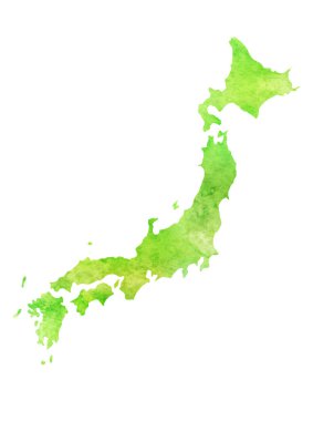 Japonya haritası suluboya simgesi yeşil