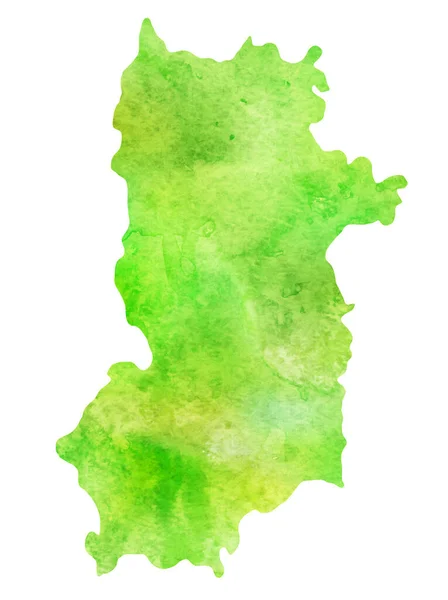 Mapa Nara Acuarela Icono Verde — Vector de stock