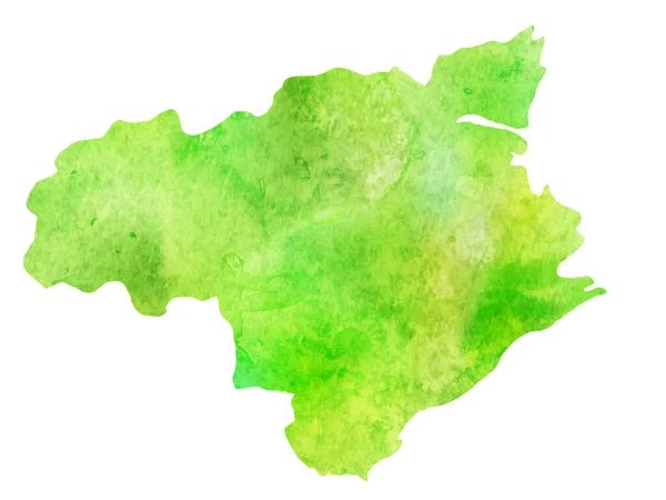 Tokushima Mapa Acuarela Icono Verde — Vector de stock
