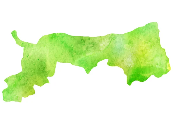 Mapa Tottori Acuarela Icono Verde — Vector de stock