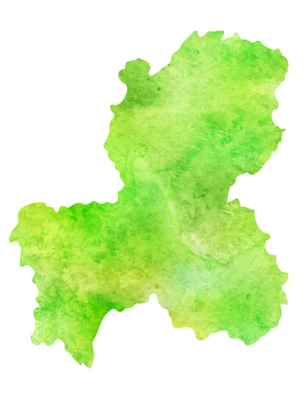 Mapa Gifu Acuarela Icono Verde — Vector de stock