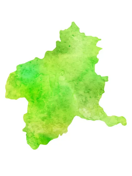 Gunma Mapa Acuarela Icono Verde — Vector de stock