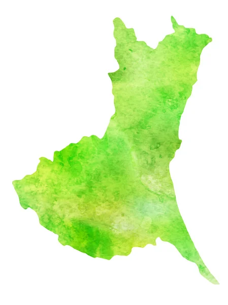 Ibaraki Mapa Acuarela Icono Verde — Vector de stock