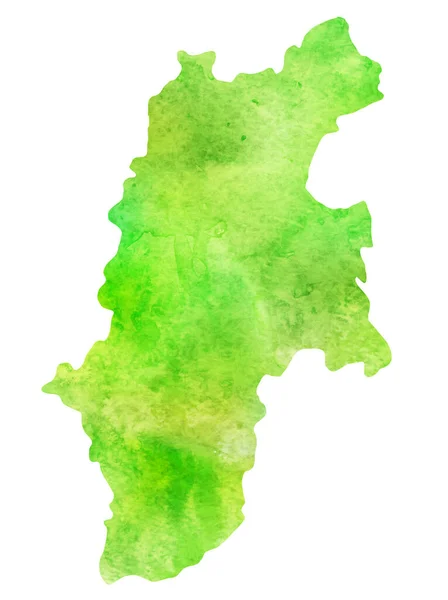 Mapa Nagano Acuarela Icono Verde — Vector de stock