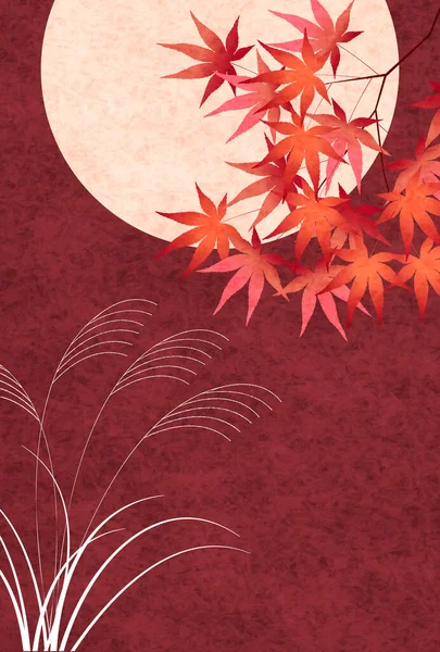 Пятнадцать Ночей Moon Viewing Silver Grass Autumn Background — стоковый вектор