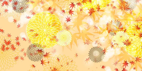 Herbst Blätter Ahorn Chrysantheme Hintergrund — Stockvektor
