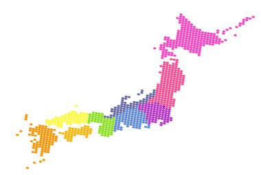 Japon Haritası Renkli Sembol Simgesi Simgesi