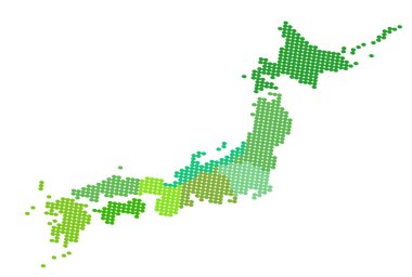 Japonya Haritası Yeşil Sembol Simgesi Simgesi