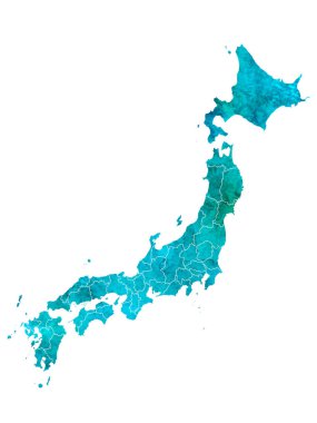 Japon Haritası Mavi Sembol Simgesi