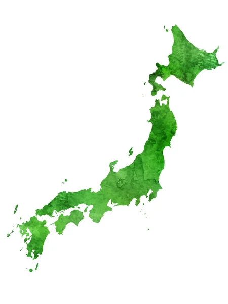 Japonya Haritası Yeşil Sembol Simgesi Simgesi — Stok Vektör