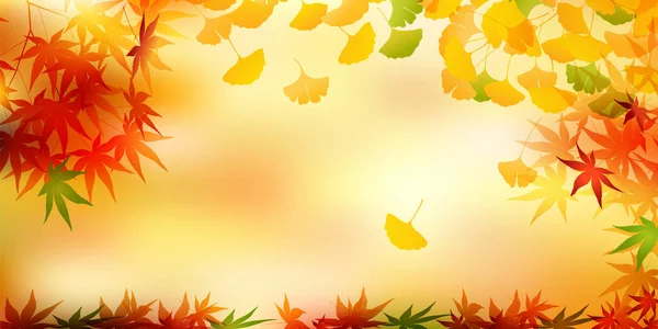 Autumn Color Ginkgo Leaves Background — Stock Vector