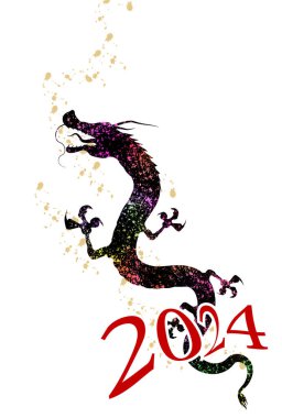 ejderha Yeni Yıl kartı Çin Zodyak Arkaplanı