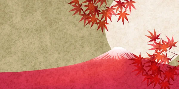 富士秋色枫树月亮背景 — 图库矢量图片
