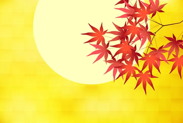 秋叶枫树月亮背景 — 图库矢量图片
