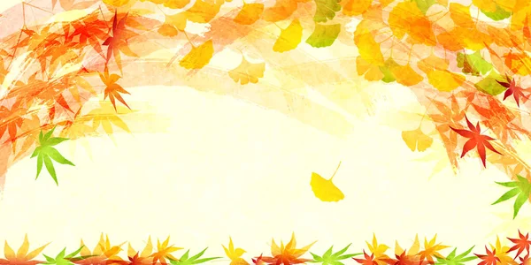 Φόντο Ginkgo Χρώματος Σφενδάμου Φθινοπώρου — Διανυσματικό Αρχείο