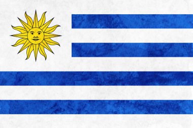 Uruguay Bayrağı Japon Kağıdı Suluboya