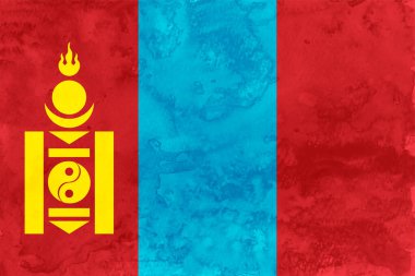 Moğolistan Bayrağı Japon Kağıdı Suluboya