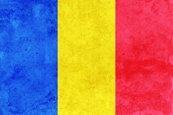 Rumänien Flagge Washi Aquarell Hintergrund — Stockvektor