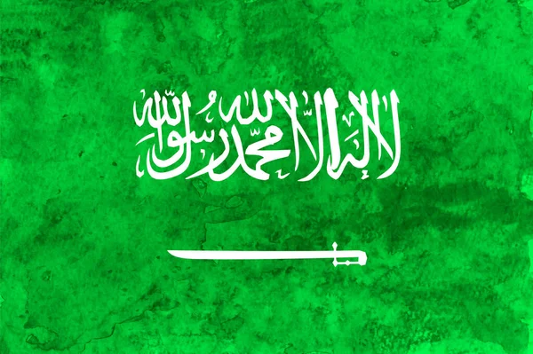 Arábia Saudita Bandeira Washi Watercolor — Vetor de Stock