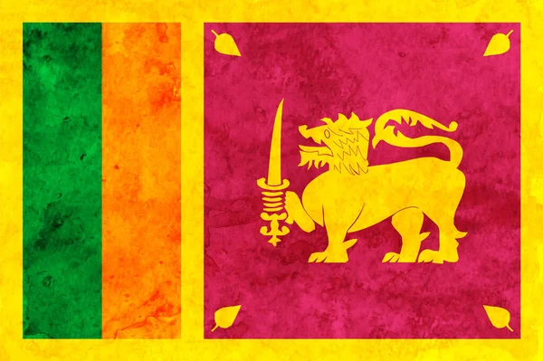 Sri Lanka Bandeira Papel Japonês Aquarela —  Vetores de Stock