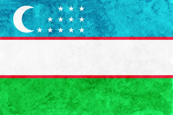 Üzbegisztán Zászló Japán Papír Akvarell — Stock Vector