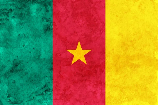 Cameroun Drapeau Papier Japonais Aquarelle — Image vectorielle