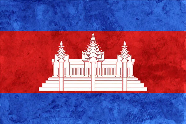 Kambodża Flaga Japoński Papier Akwarela — Wektor stockowy
