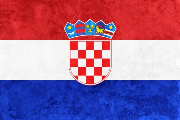 クロアチアの旗 日本の紙水彩 — ストックベクタ