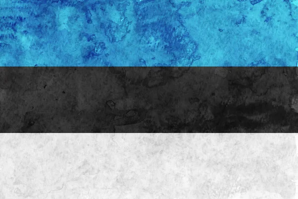 Estland Flagge Japanisches Papier Aquarell — Stockvektor