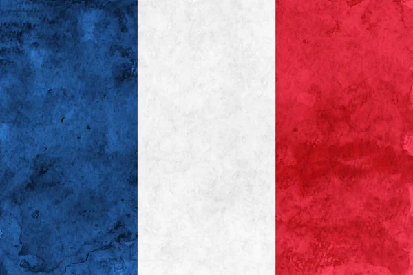 Frankreich Flagge Japanisches Papier Aquarell — Stockvektor