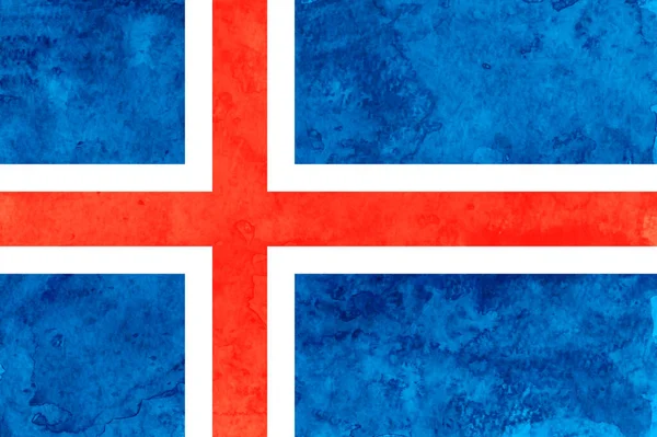 Исландский Флаг Японская Бумага Акварель — стоковый вектор