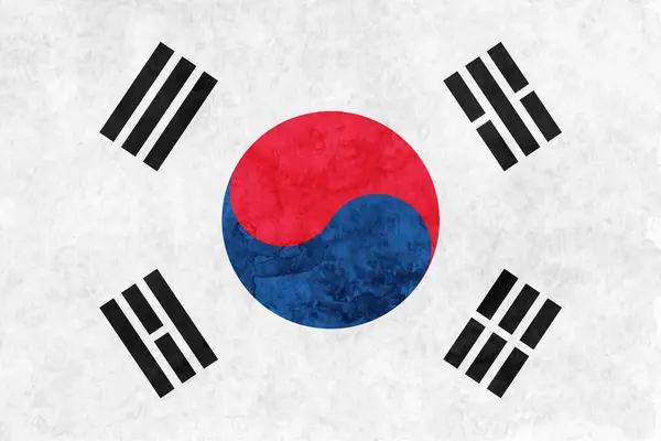 Kore Bayrağı Japon Kağıdı Suluboya — Stok Vektör