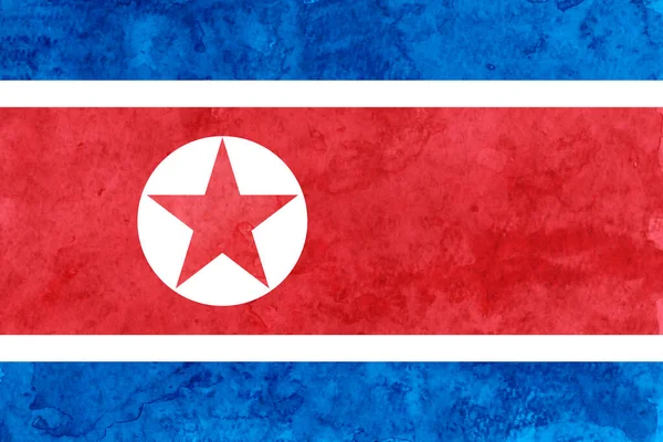 Kuzey Kore Bayrağı Japon Kağıt Suluboya — Stok Vektör