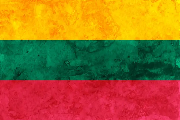 Lituânia Bandeira Papel Japonês Aquarela —  Vetores de Stock