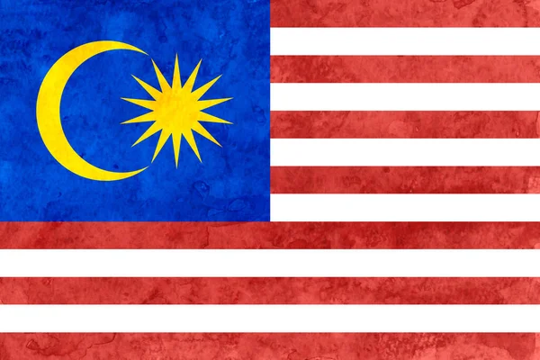 Σημαία Μαλαισίας Ιαπωνικό Χαρτί Υδατογραφία — Διανυσματικό Αρχείο
