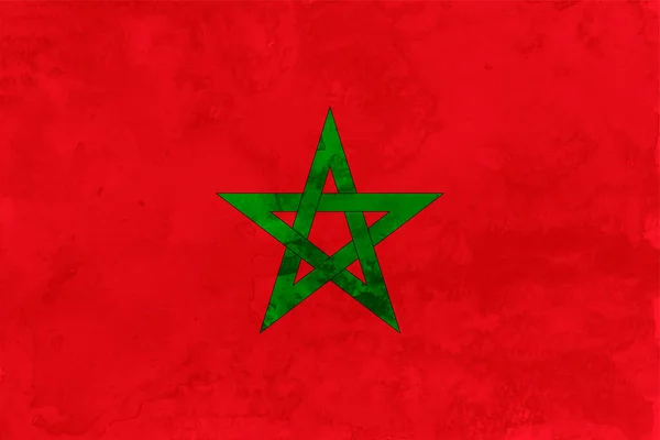 Марокко Прапор Японський Папір Акварель — стоковий вектор