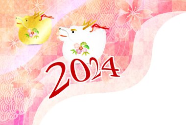 ejderha Yeni Yıl kartı Çin Zodyak Arkaplanı