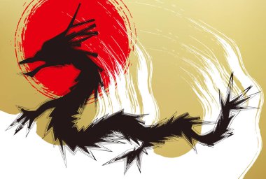 ejderha Yeni Yıl kartı Çin Zodyak Arkaplanı