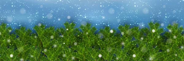 Vánoční Jedle Strom Sníh Pozadí — Stockový vektor