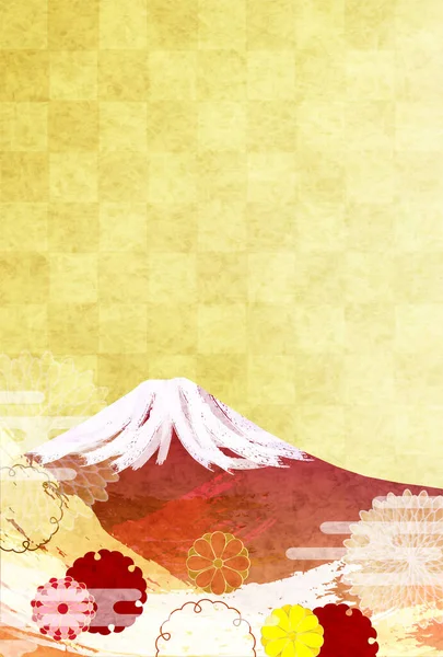Πρωτοχρονιάτικη Κάρτα Fuji Chrysanthemum Ιστορικό — Διανυσματικό Αρχείο