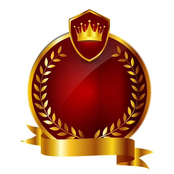 Emblem Krona Band Guld Ikon — Stock vektor